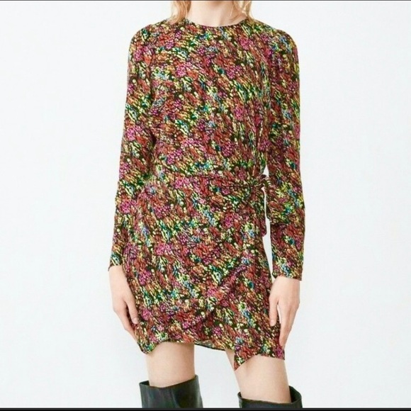 Zara Dresses Nwt Zara Abstract Faux Wrap Dress Poshmark
